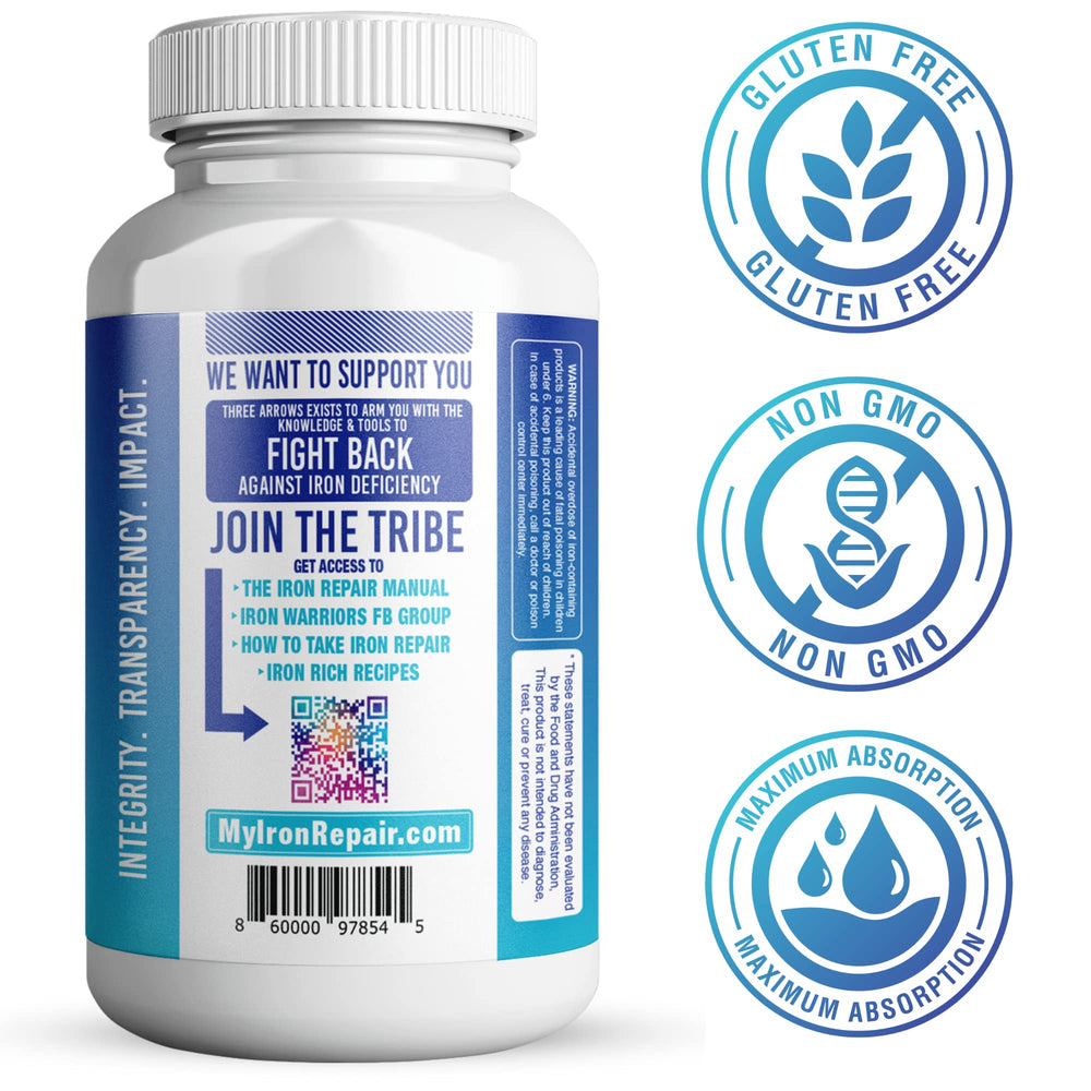 Three Arrows Iron Repair bottle on counter for simple daily routine.