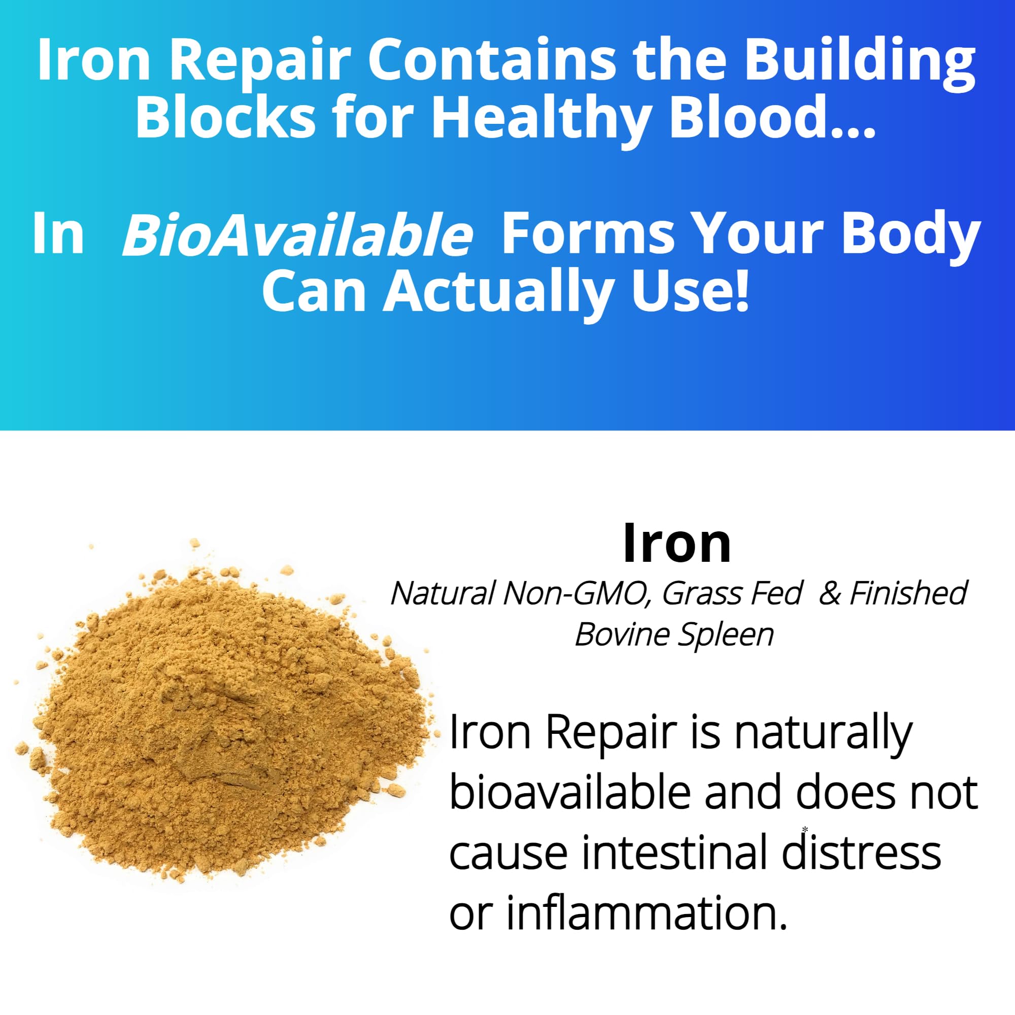 Three Arrows Iron Repair label design emphasizes clean ingredients.