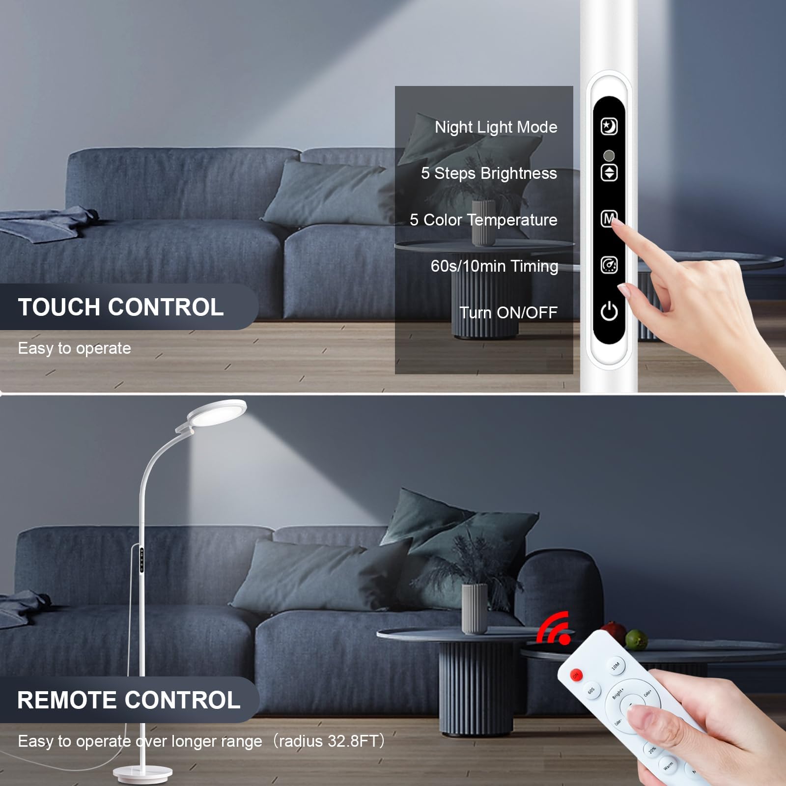Threnthos Light Therapy Lamp 360° gooseneck directs light exactly where you need it.