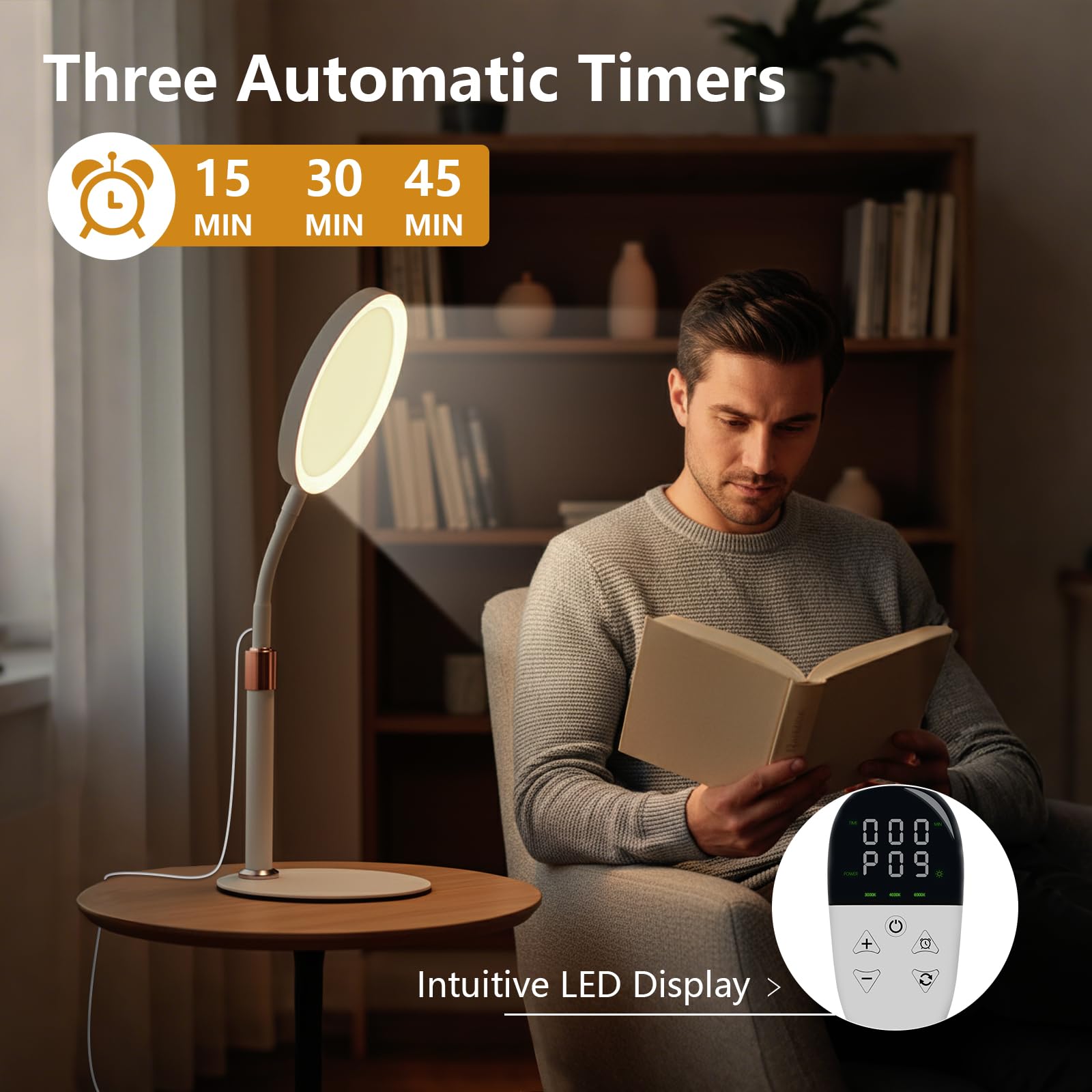 Threnthos lamp in use during morning routine providing energizing illumination.