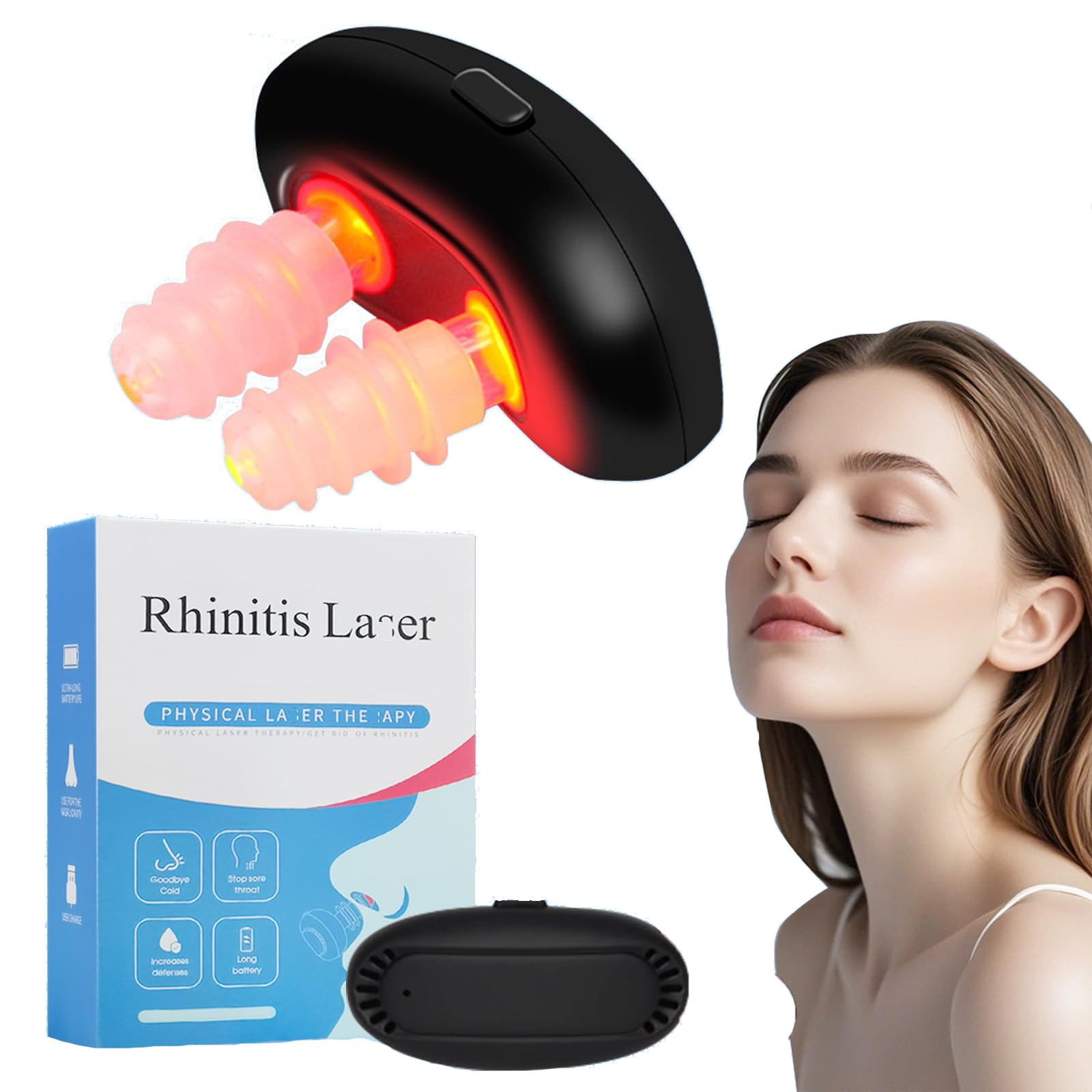 Threnthos red light nasal therapy device shown from the front for convenient at-home use.