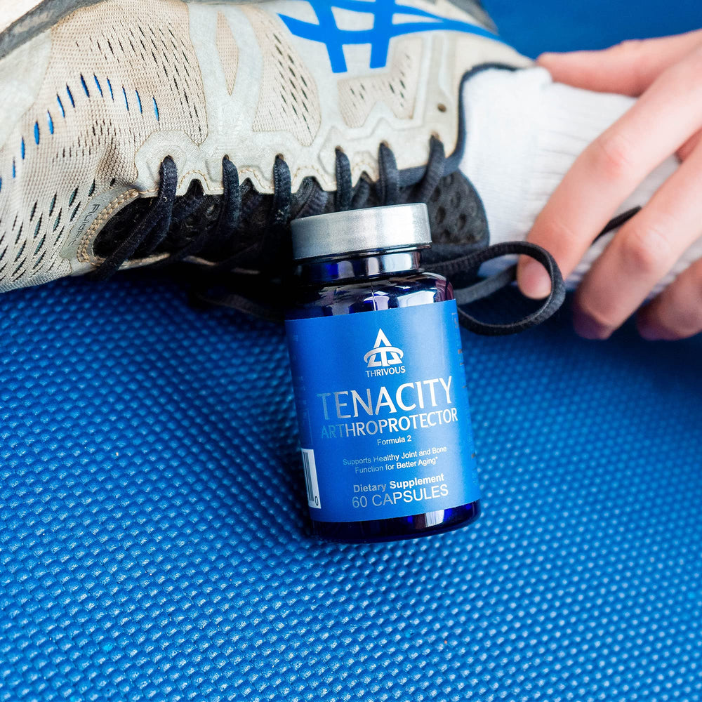 Thrivous Tenacity Arthroprotector box packaging communicates GMP quality and premium ingredients.