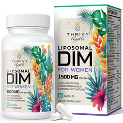 ThrivyThystle Liposomal DIM bottle on white background for easy daily hormone balance support.