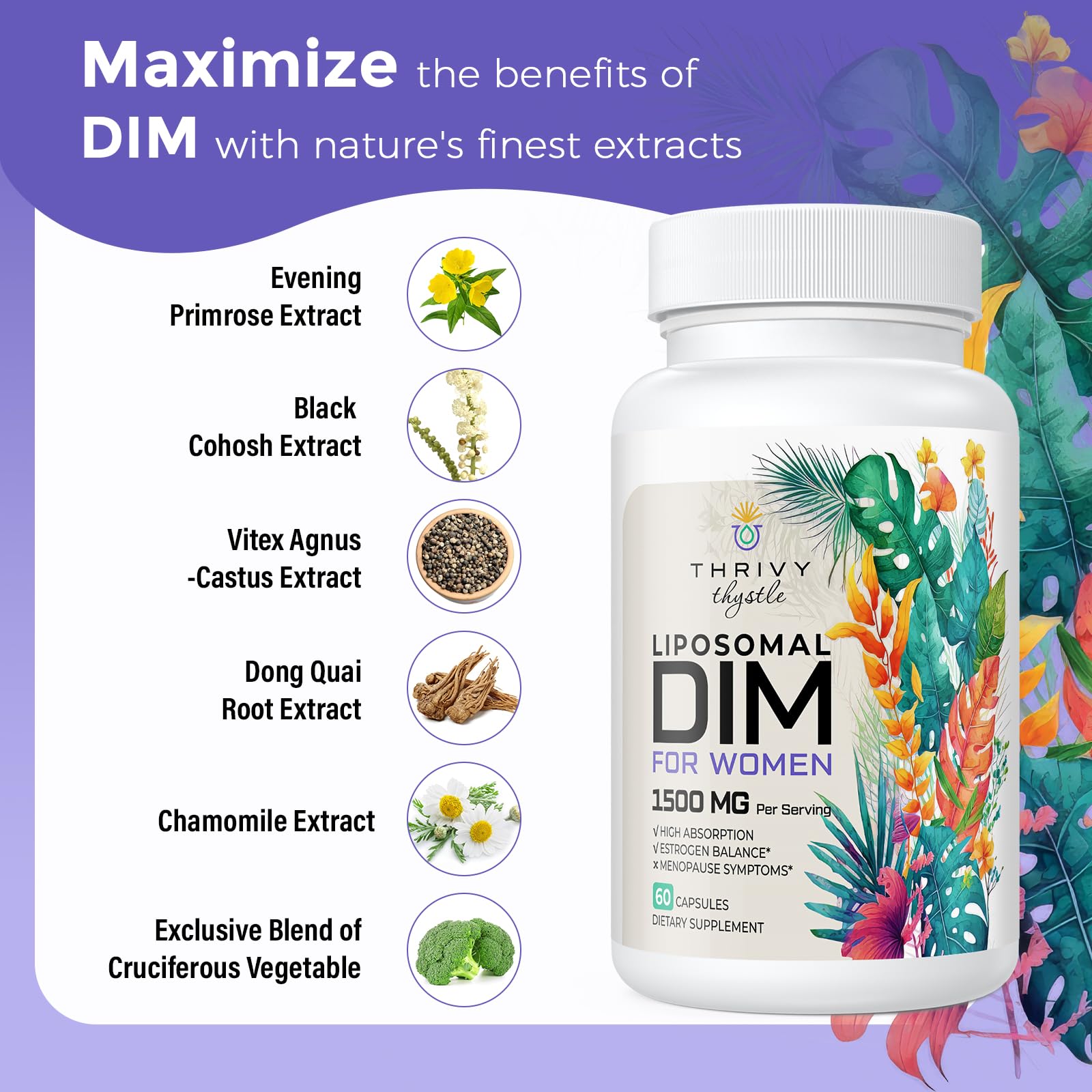 Lifestyle shot of ThrivyThystle DIM suggesting a daily wellness routine