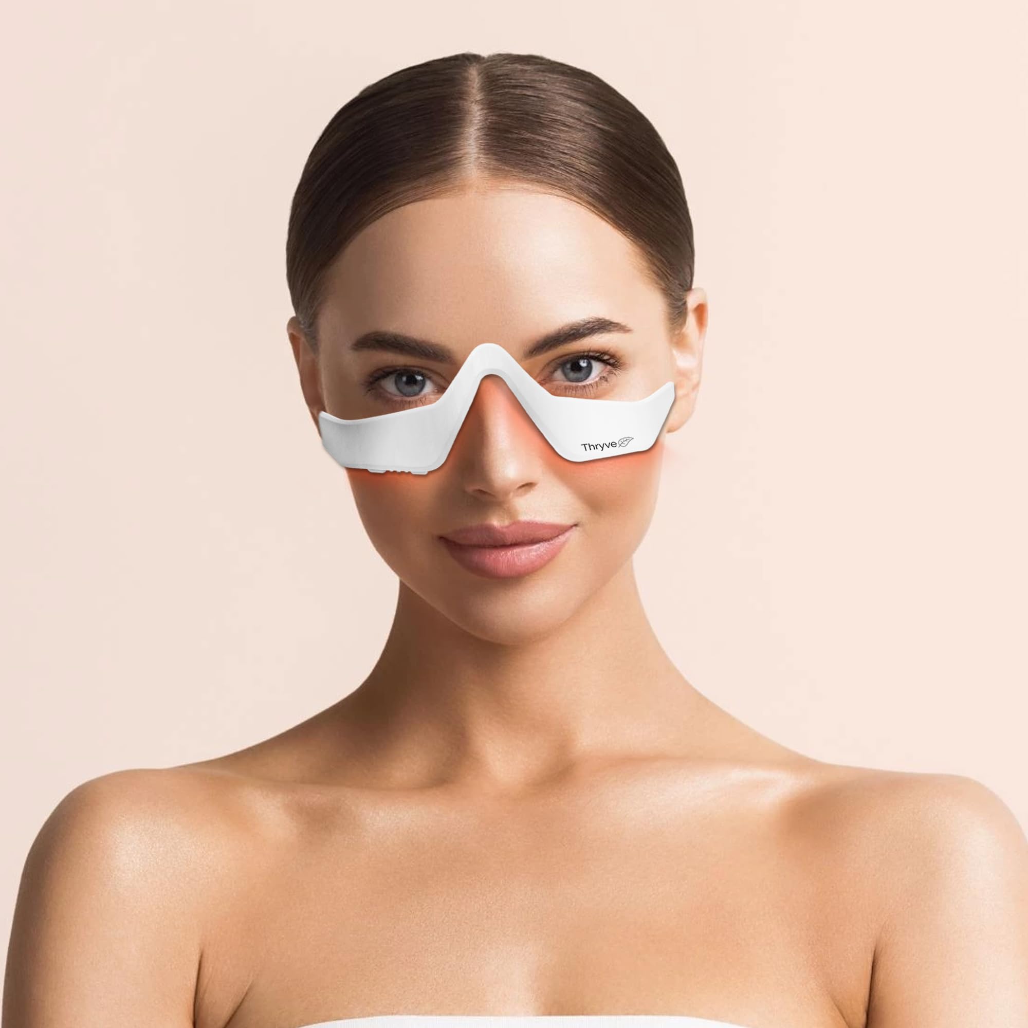 Thryve Under Eye Red Light Therapy routine in morning light