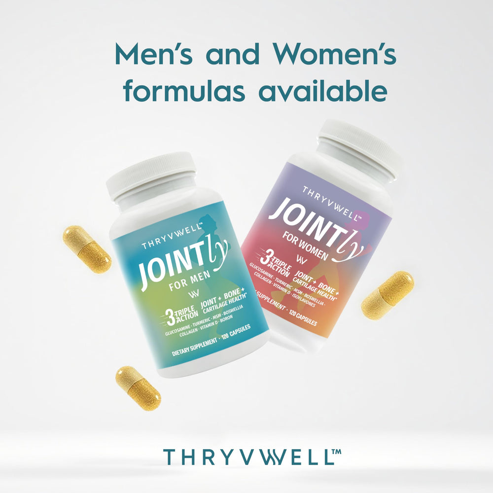 ThryvWell Jointly ingredients panel detailing essential nutrients for joint health