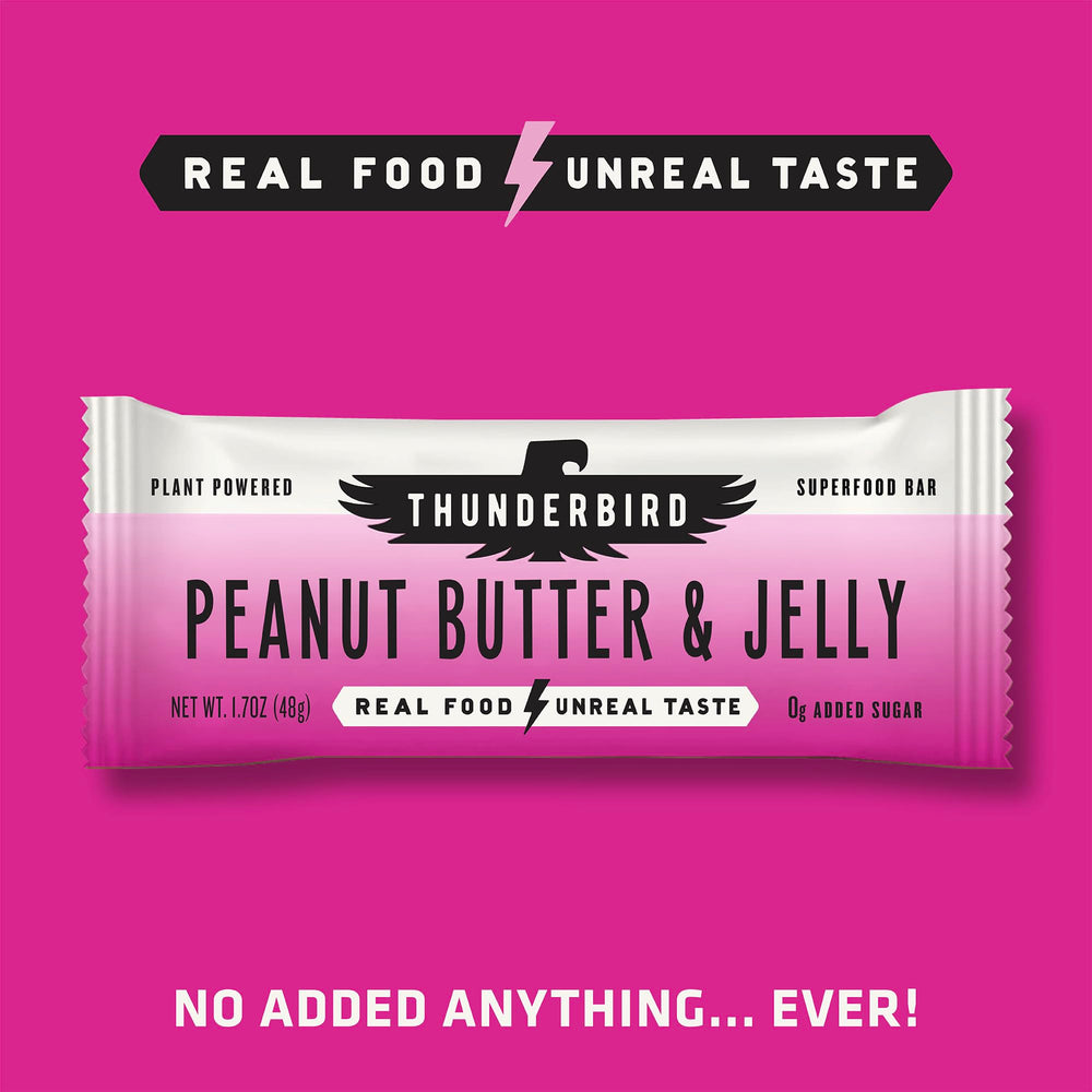 Thunderbird Bars product portrait emphasizes bite-sized protein and fiber.