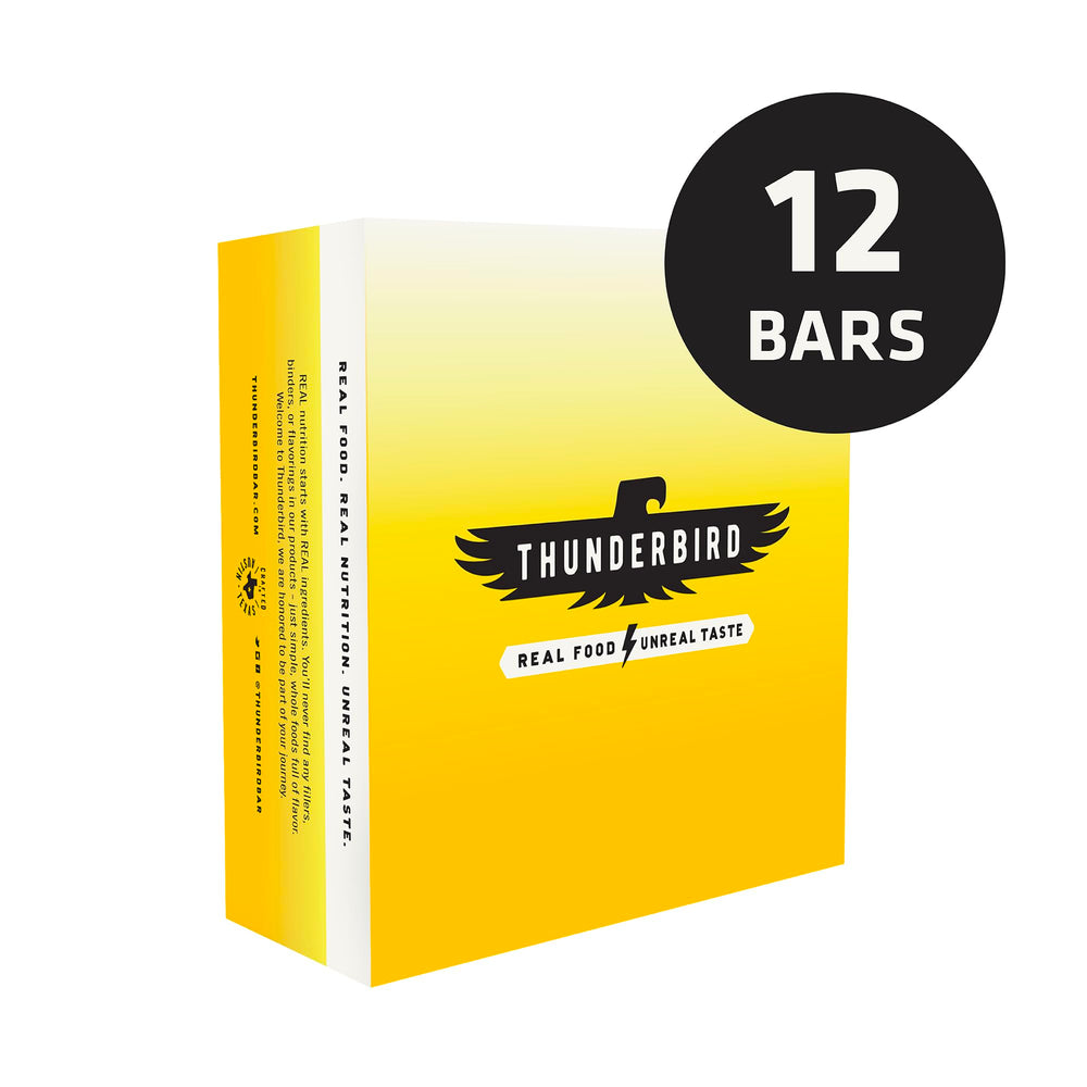 Thunderbird Bars nutrition facts label showing protein and fiber per serving.