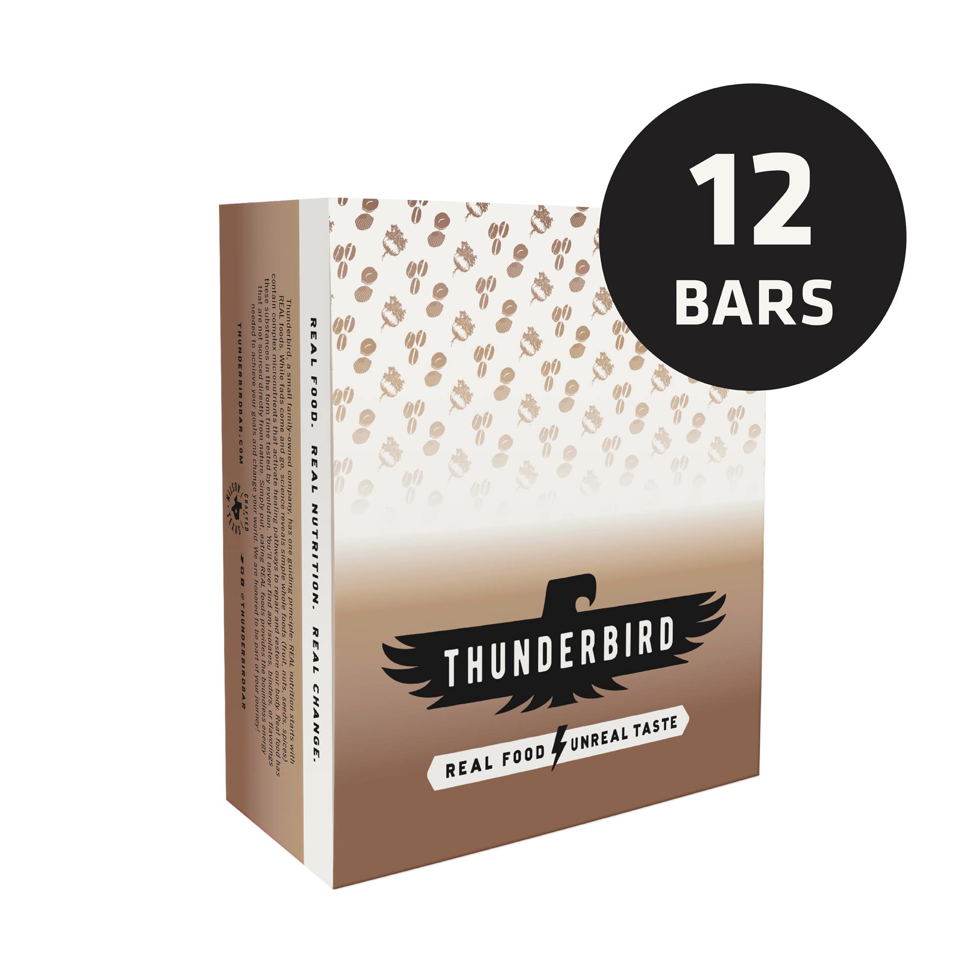 On-the-go snack scenario with Thunderbird Bar and coffee pairing.