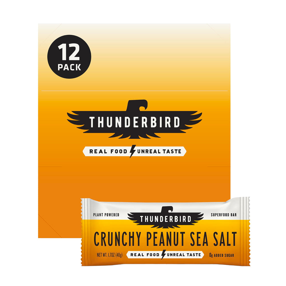 Thunderbird Bars protein and fiber content shown in bar cross-section.