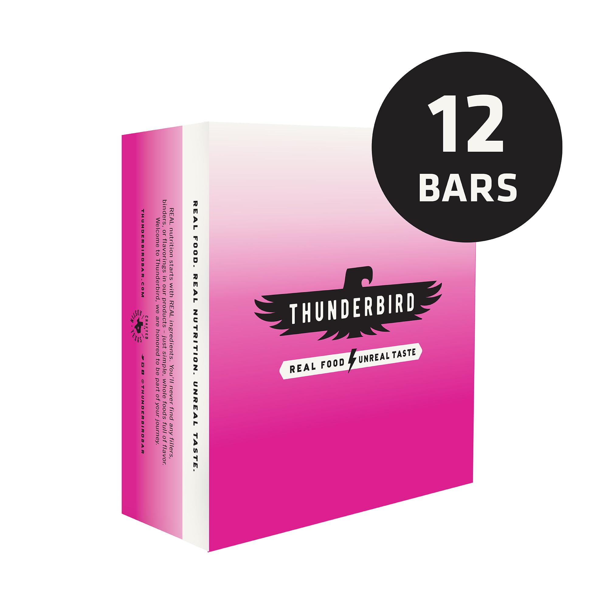 Thunderbird Bars vegan non-GMO icon signals clean-label snack.