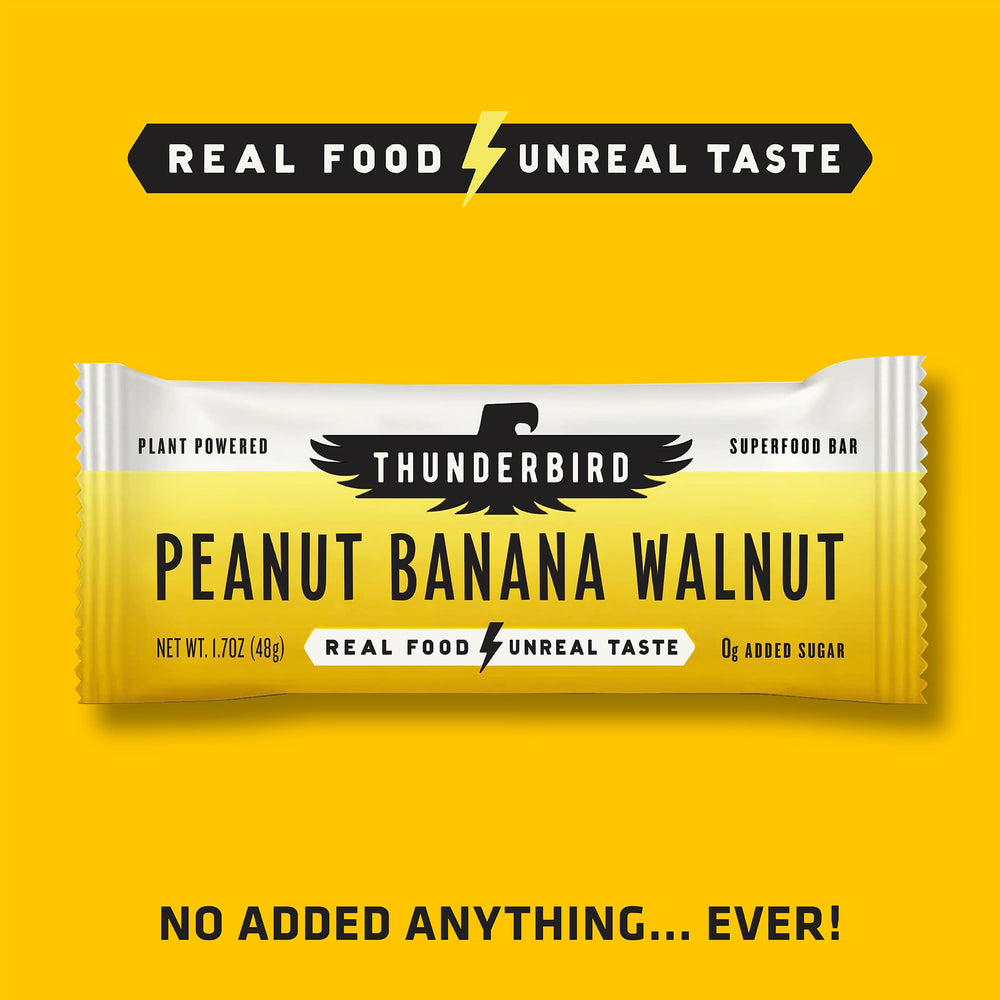 Thunderbird Bars vegan-non-gmo seal on wrapper for plant-based choice.