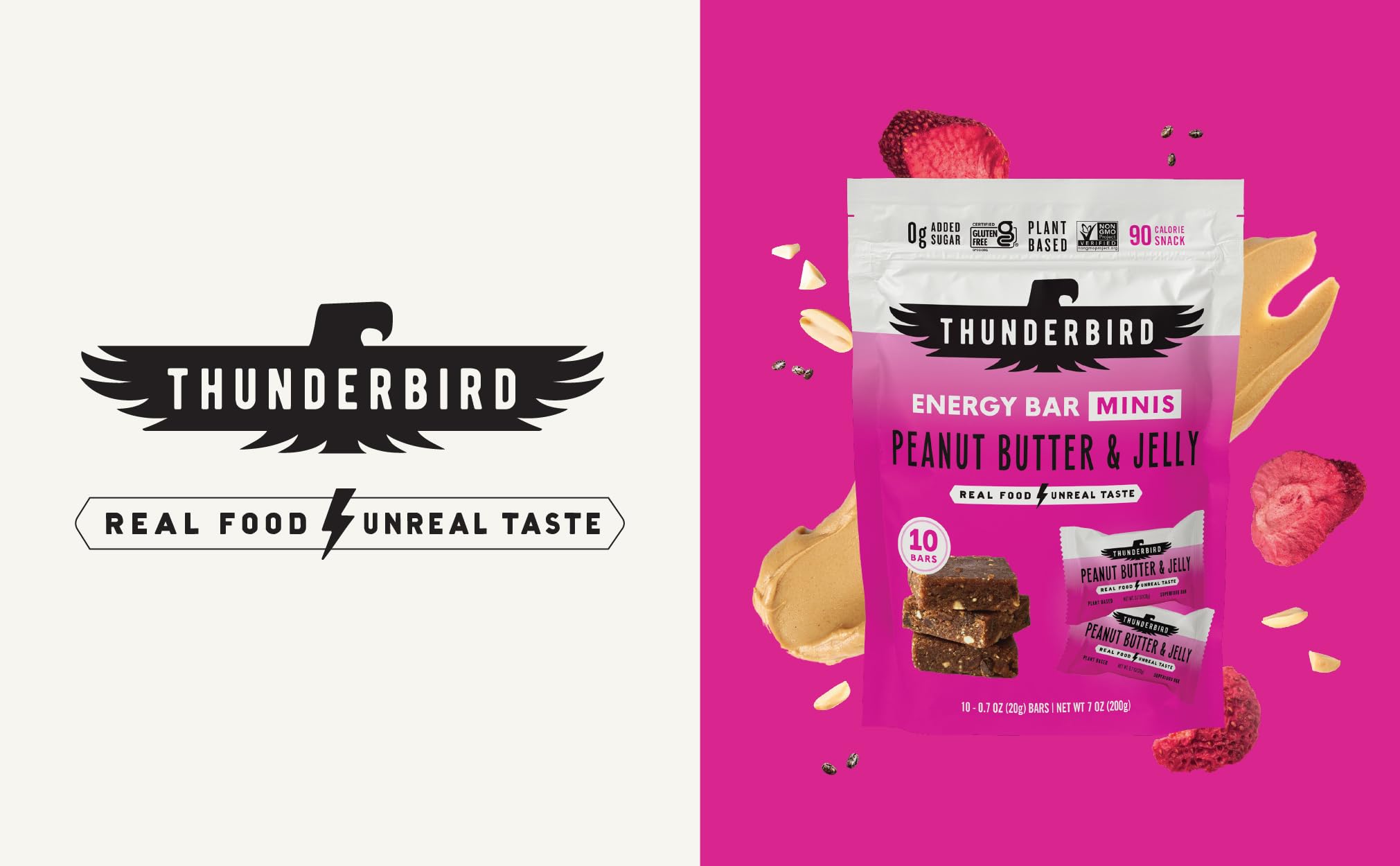 Thunderbird mini bar ingredient blend highlights natural fuel and flavor.