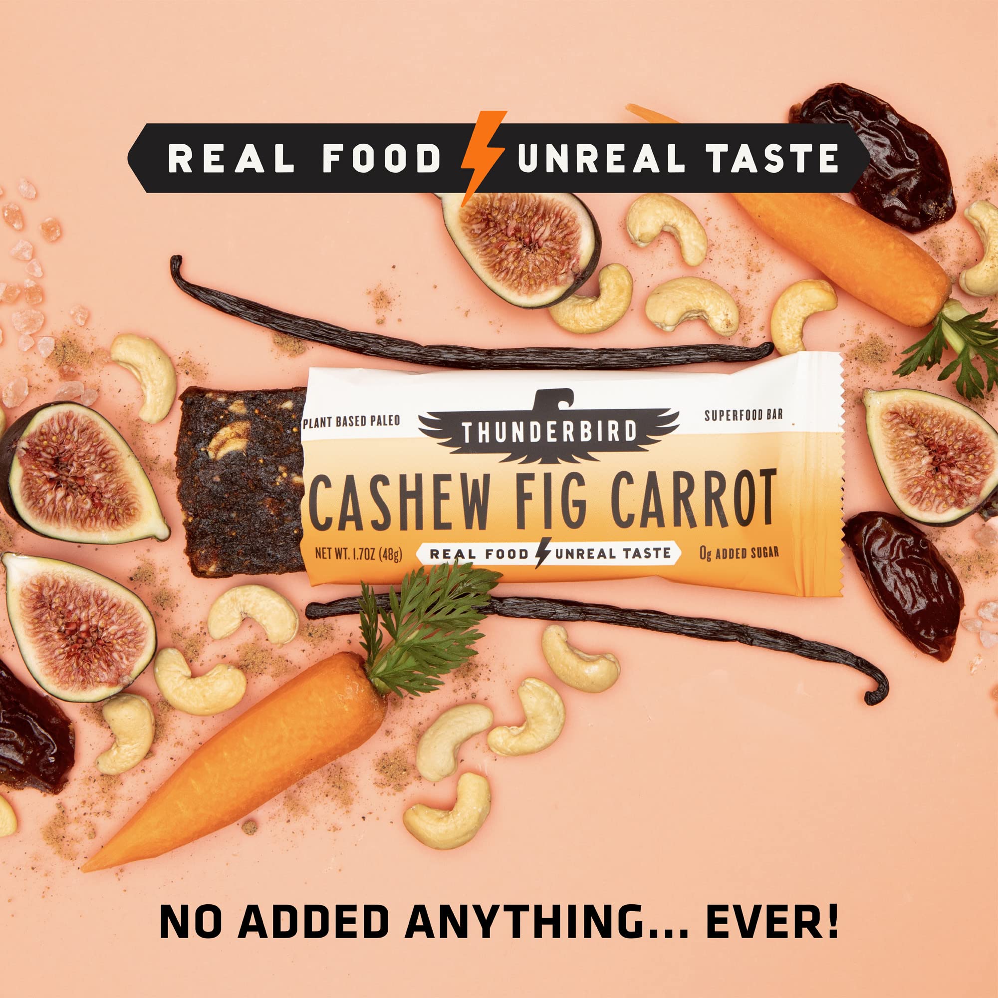 Thunderbird Real Food Bars wholesome ingredients like dates and chia fuel activity.