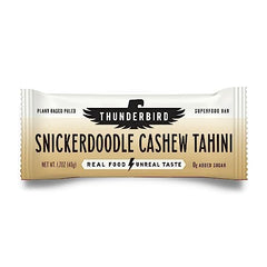 Thunderbird Bars Snickerdoodle Tahini packaging, convenient real-food energy on the go.