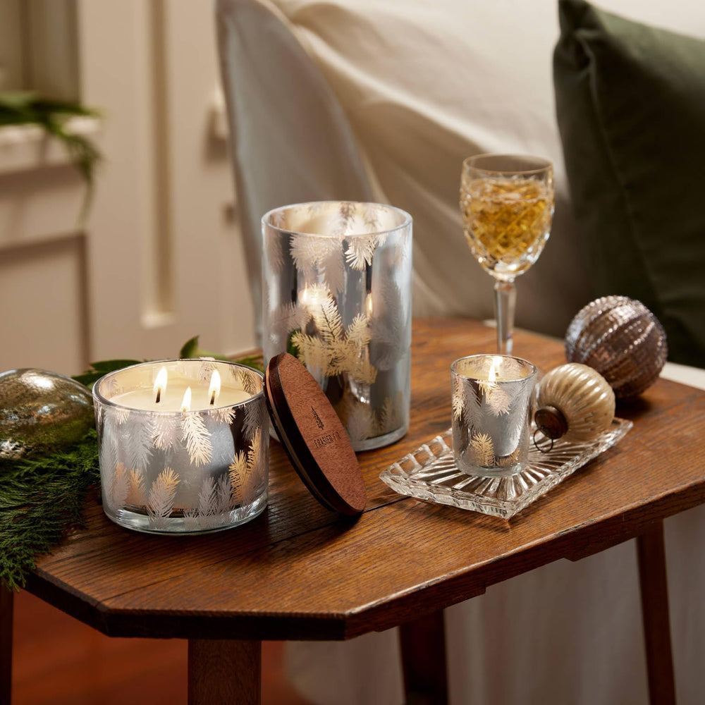 Thymes Frasier Fir pine needle design adds festive elegance with crisp fir notes