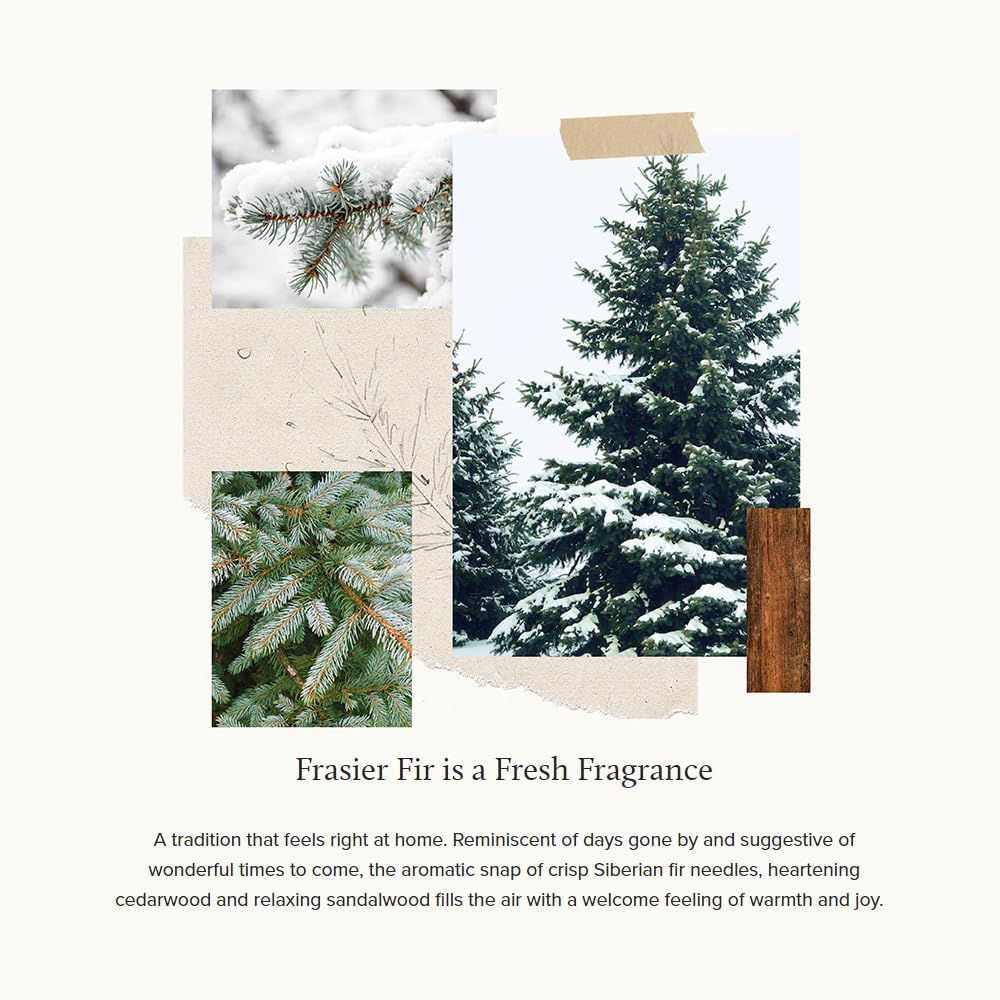 Thymes Frasier Fir notes of Siberian fir needles deliver a crisp, mountain-inspired fragrance.