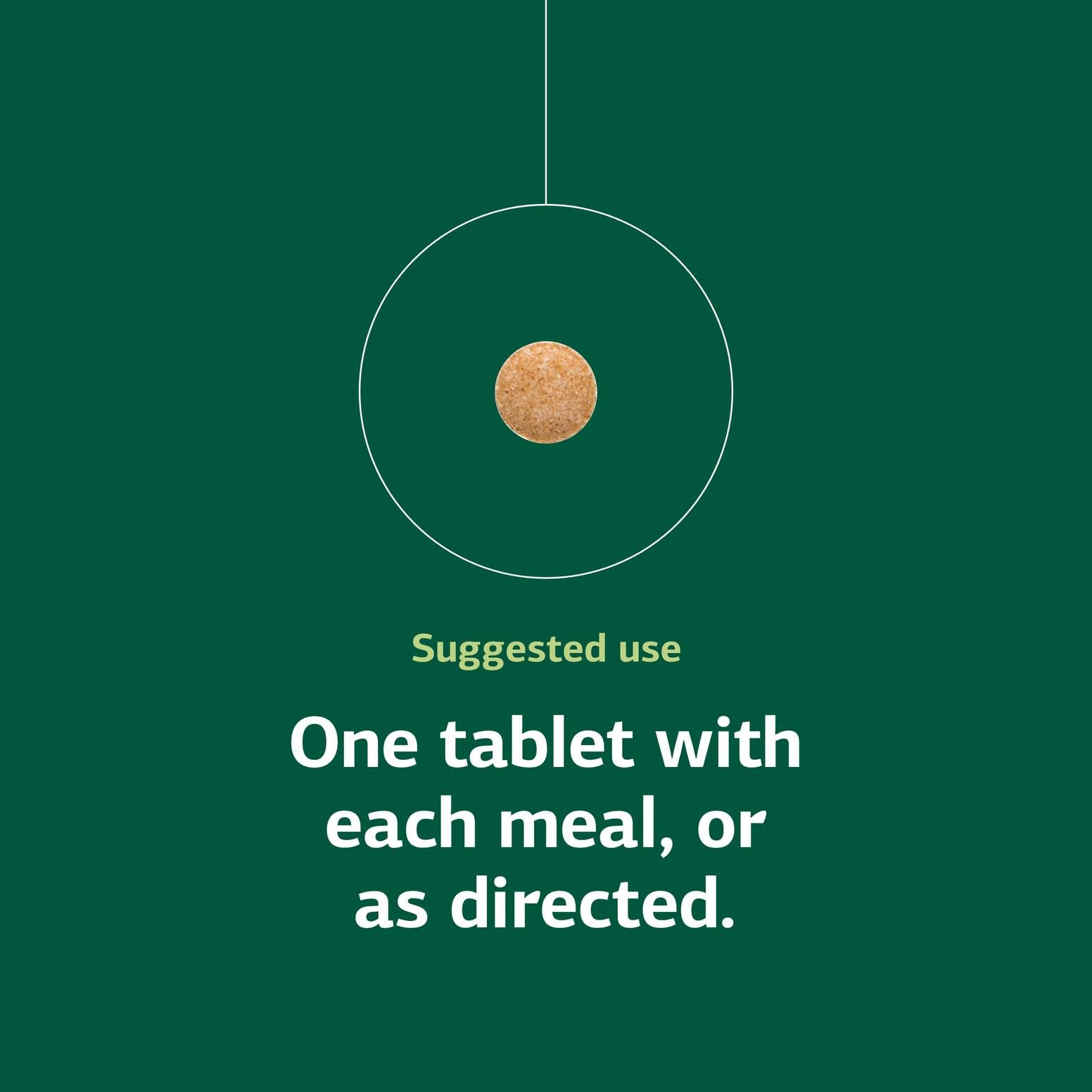 Thymex tablets shown with clear dosing for meal-time use.