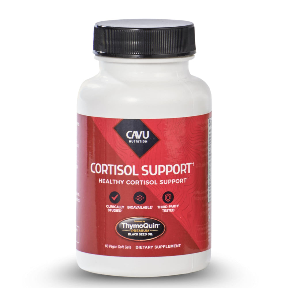 ThymoQuin Cortisol Manager bottle front promoting stress support and balanced energy.