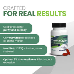 Front view of ThymoQuin two-pack packaging offering value and purity.