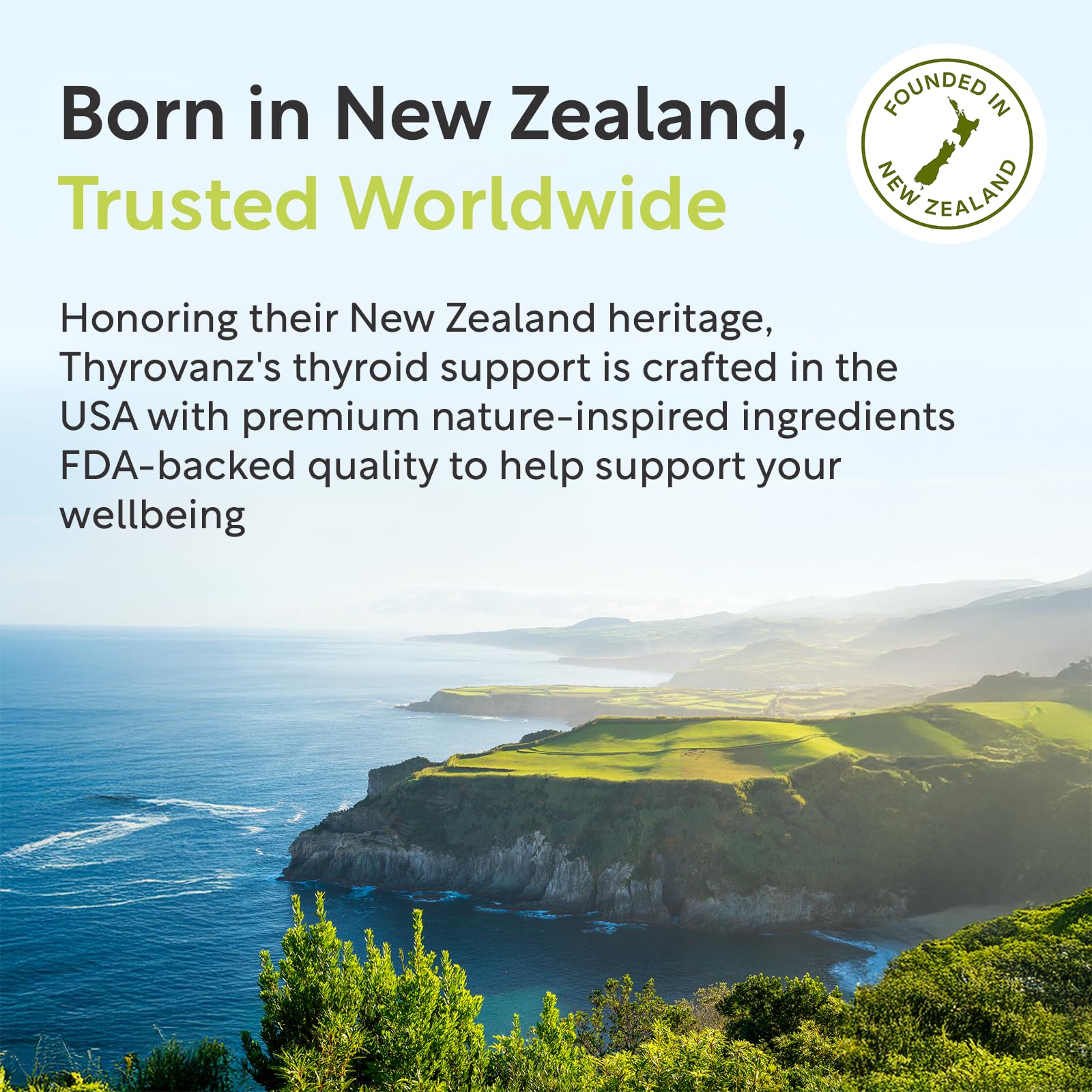 THYROVANZ product in-use image suggests a simple wellness routine.