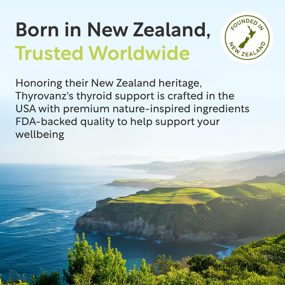 THYROVANZ product in-use image suggests a simple wellness routine.