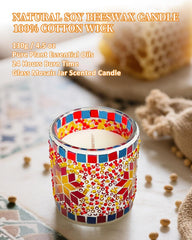  TIANSE mosaic glass candle fig and bergamot deliver a lively inviting aroma in living spaces.