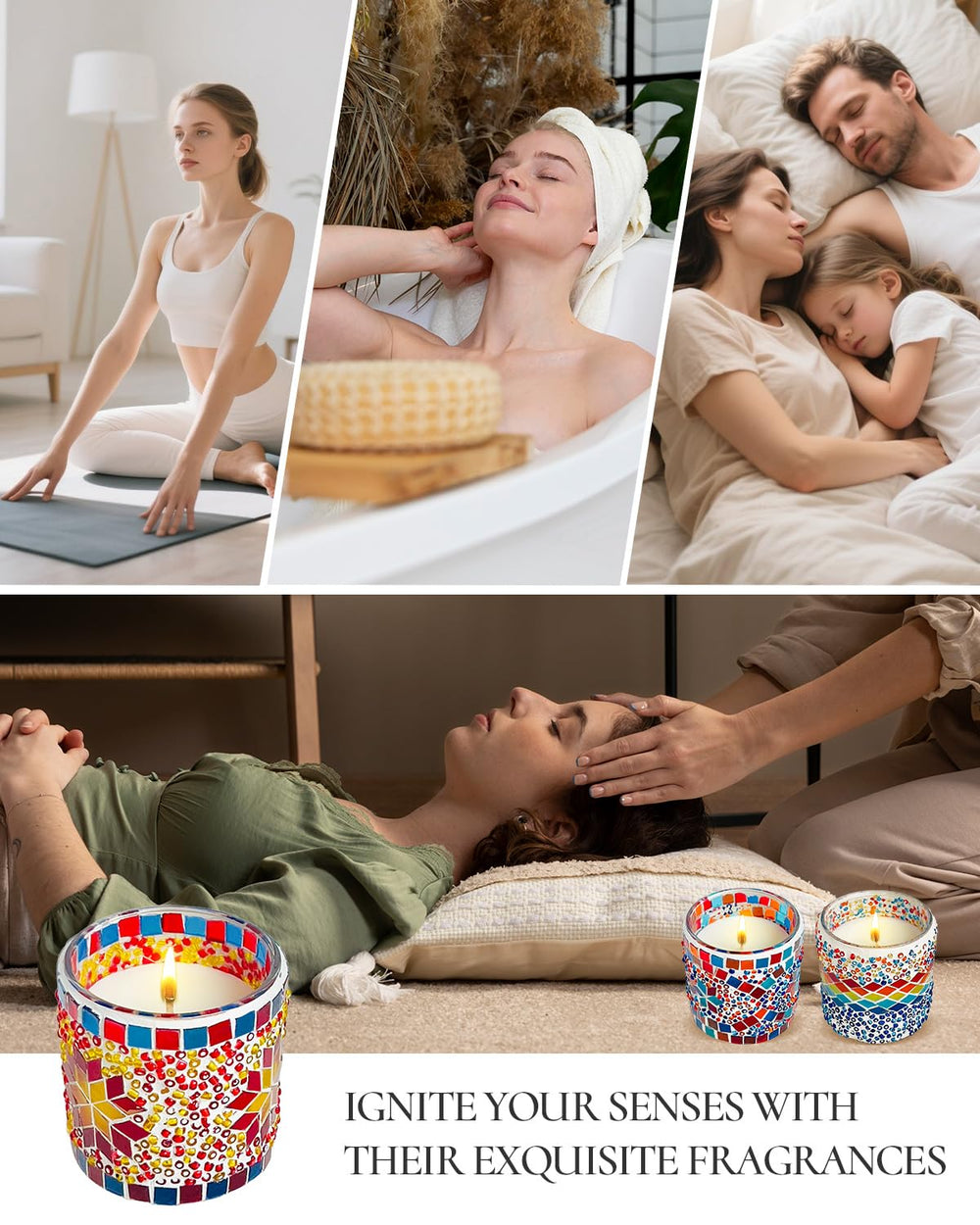 TIANSE mosaic glass candle gift-ready packaging enhances gifting moments.