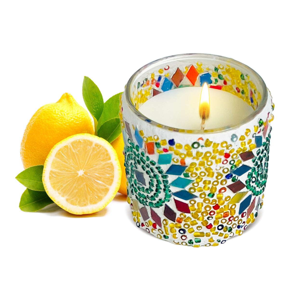 TIANSE mosaic glass jar candle enhances decor with a warm, inviting glow.