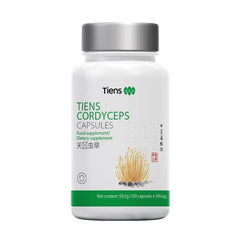 Tiens Cordyceps 100 Capsules bottle front view emphasizes daily wellness potential.