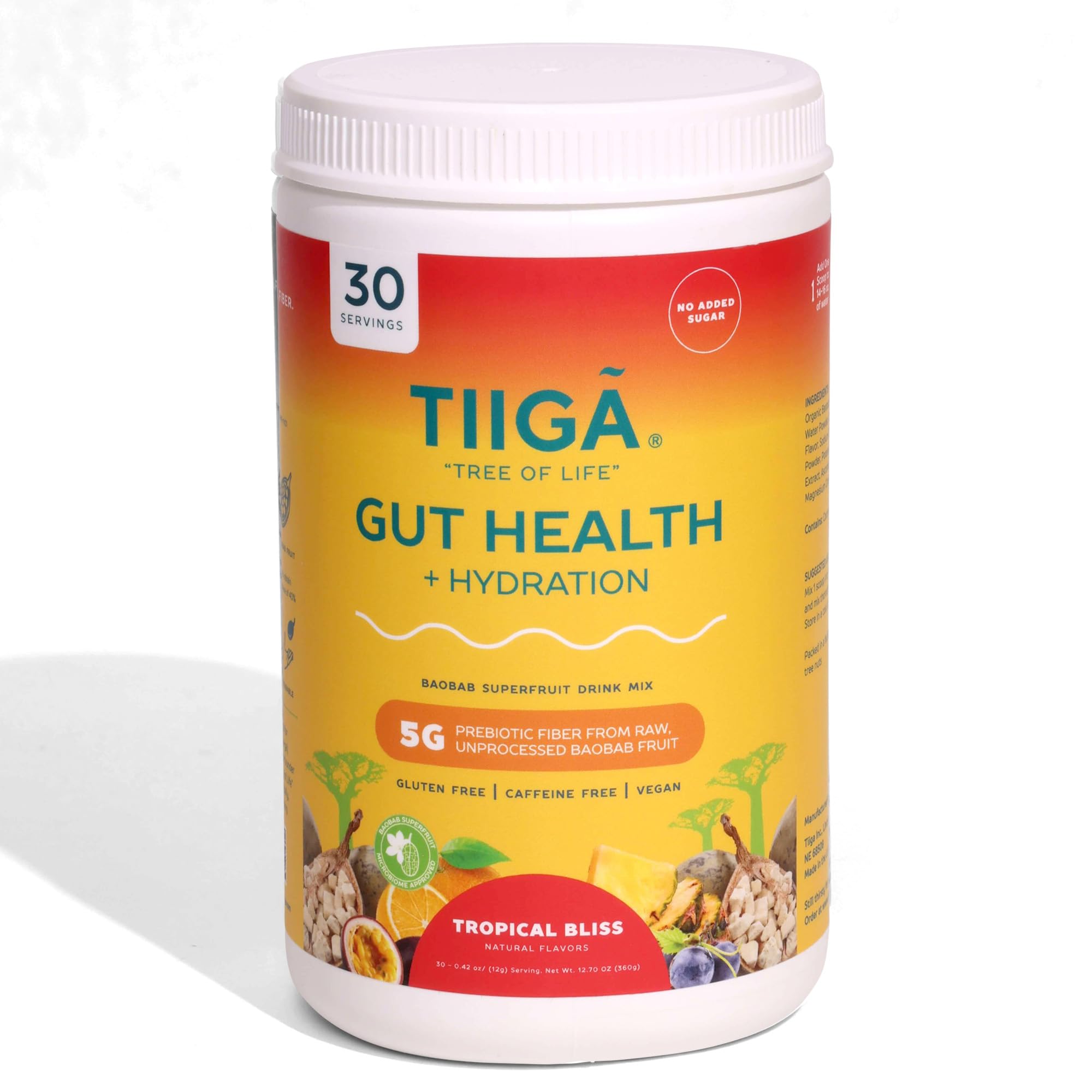 Tiiga Gut Health + Hydration tub ready for daily digestion support.