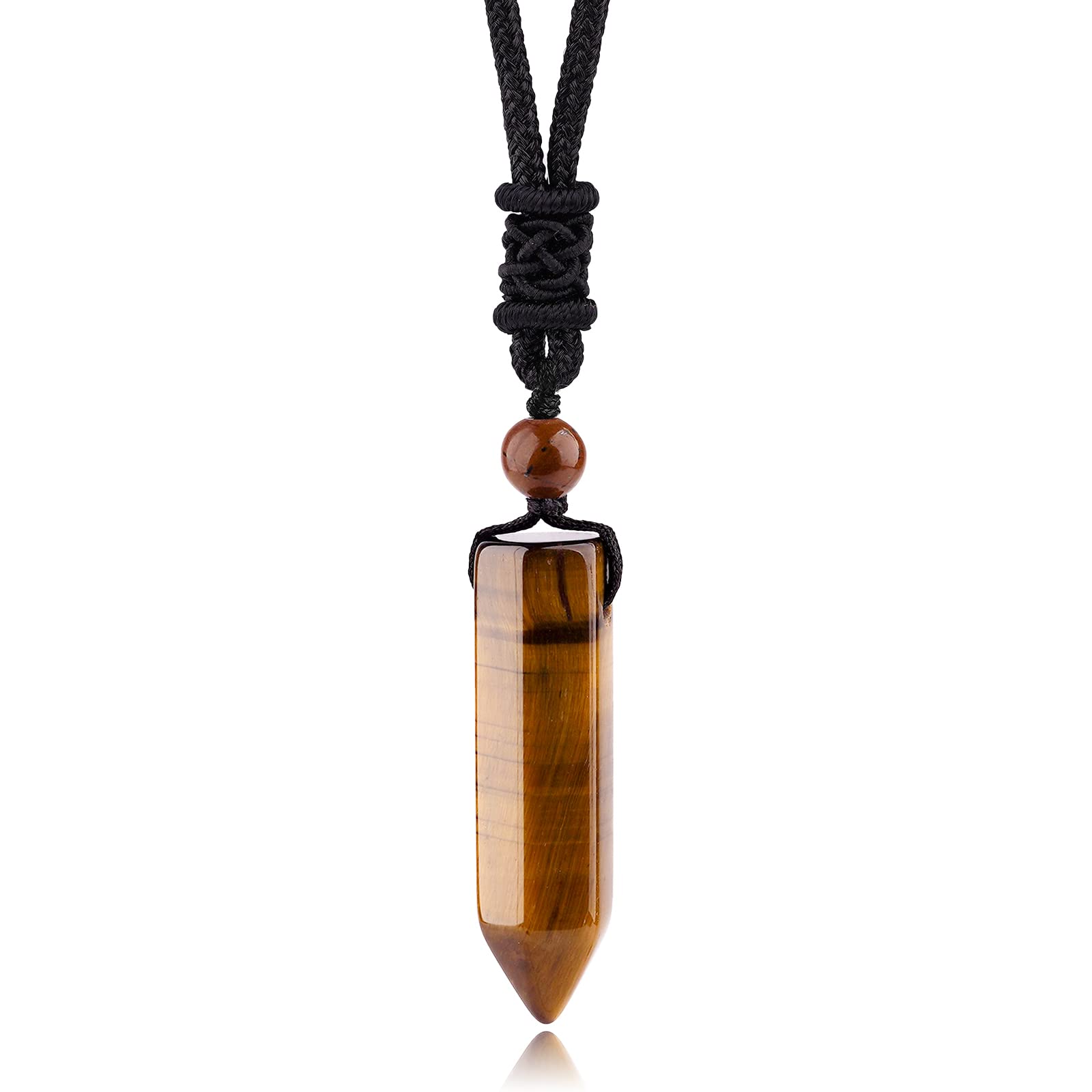 TIKCAUZ hexagonal crystal necklace with tiger eye pendant for balanced energy.