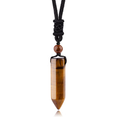 TIKCAUZ hexagonal crystal necklace with tiger eye pendant for balanced energy.