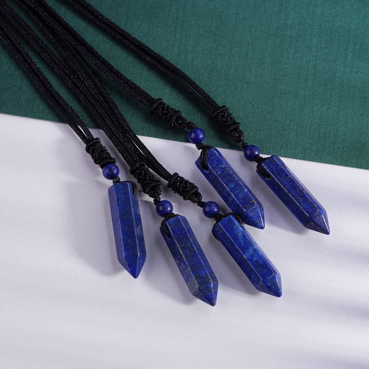 TIKCAUZ rope hexagonal prism pendant on adjustable cord for versatile lengths