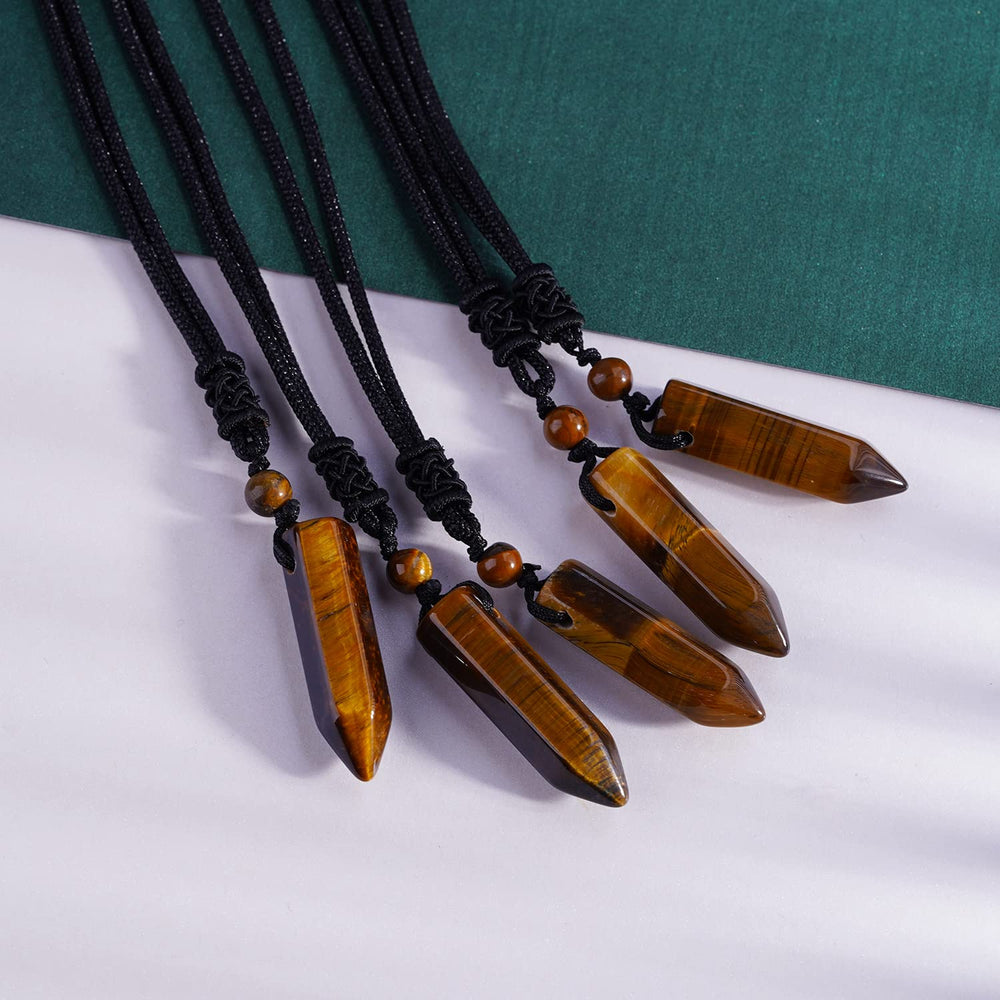 TIKCAUZ tiger eye pendant close-up showing natural color variations.