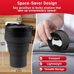 Tilcore collapsible shaker open, ready to mix with built in ball.