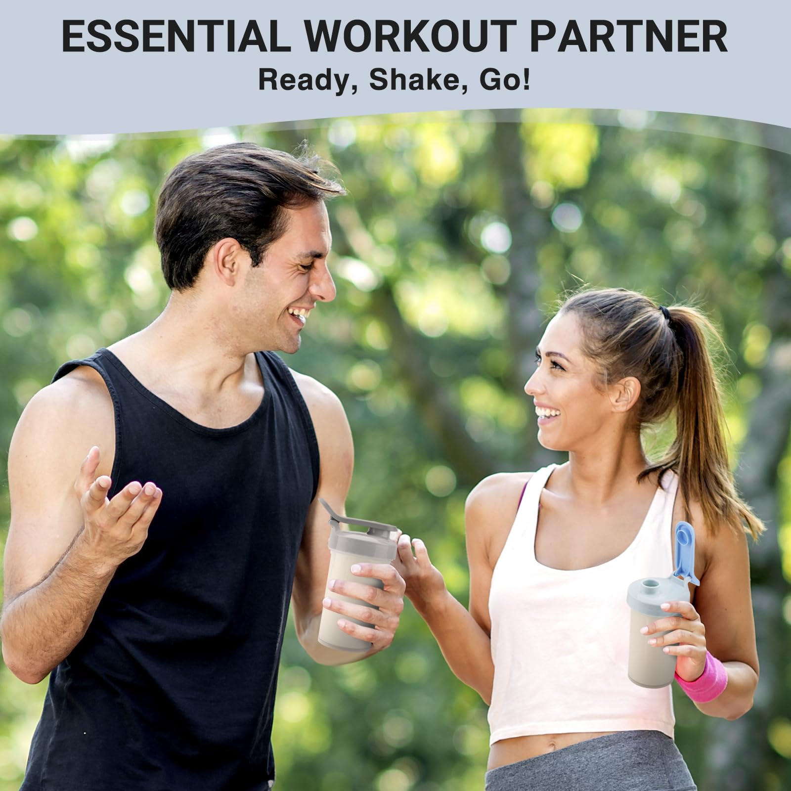 Tilcore shaker in use, ideal for quick protein or hydration on the move.