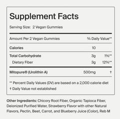 Timeline Mitopure Urolithin A Gummies closeup reveals soft texture for daily energy support.