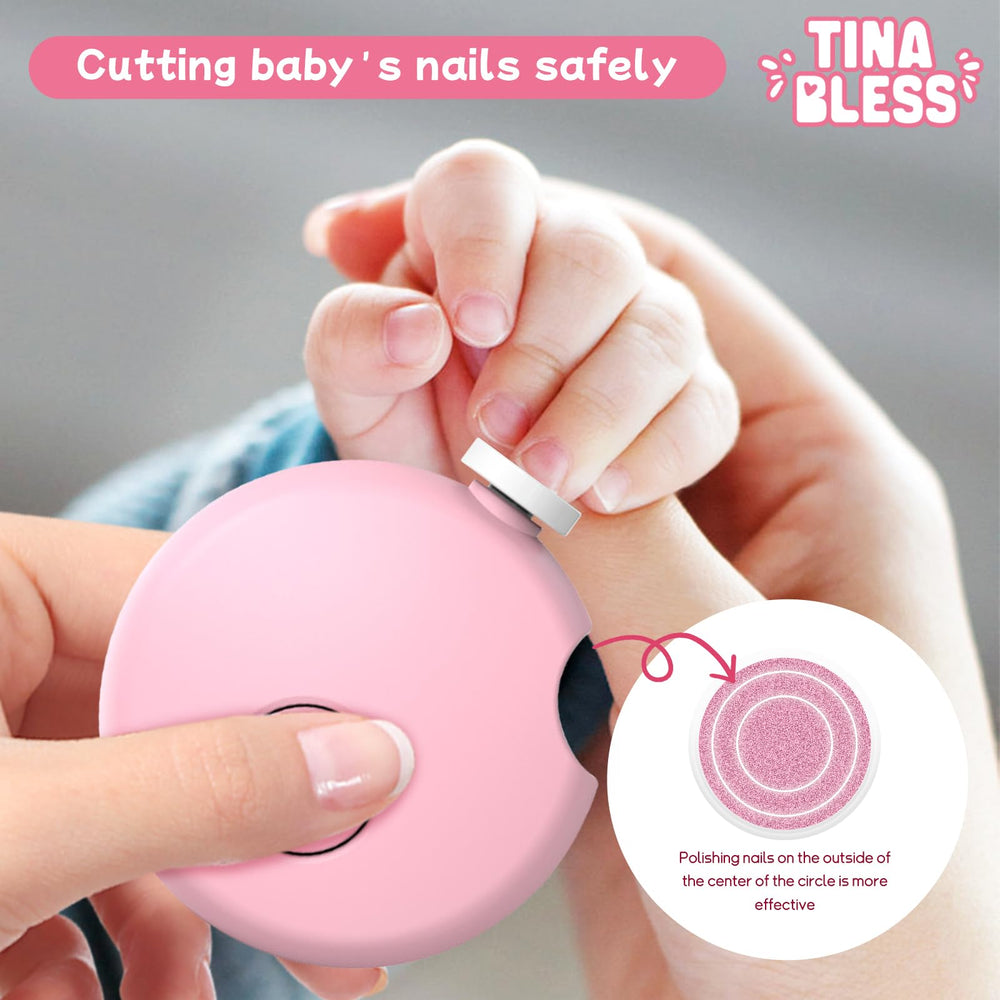 Tinabless color-coded sanding pads for newborns through adults ensure smooth results.