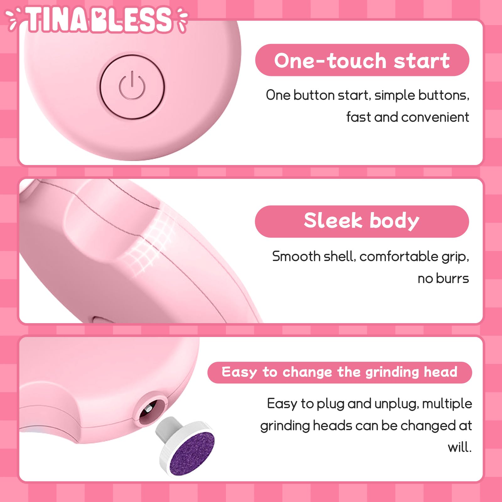 Tinabless portable baby nail file set fits comfortably in hand.