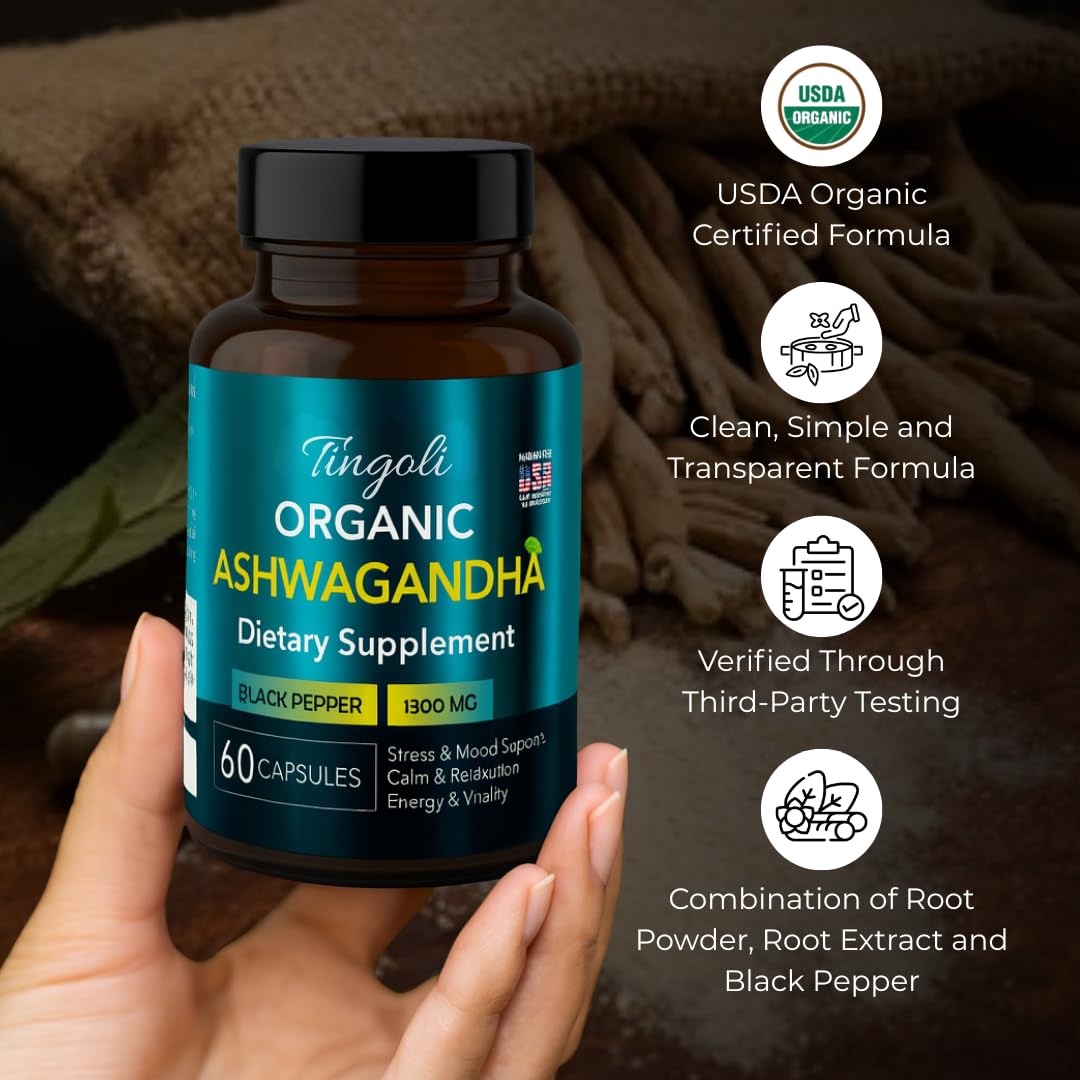 TINGOLI Ashwagandha 1300mg capsules ready for daily ritual and balance
