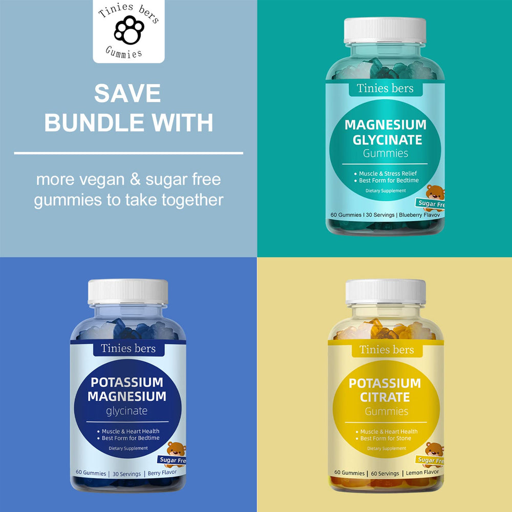 Tinies Bers Potassium Magnesium Gummies kid-friendly packaging suitable for families