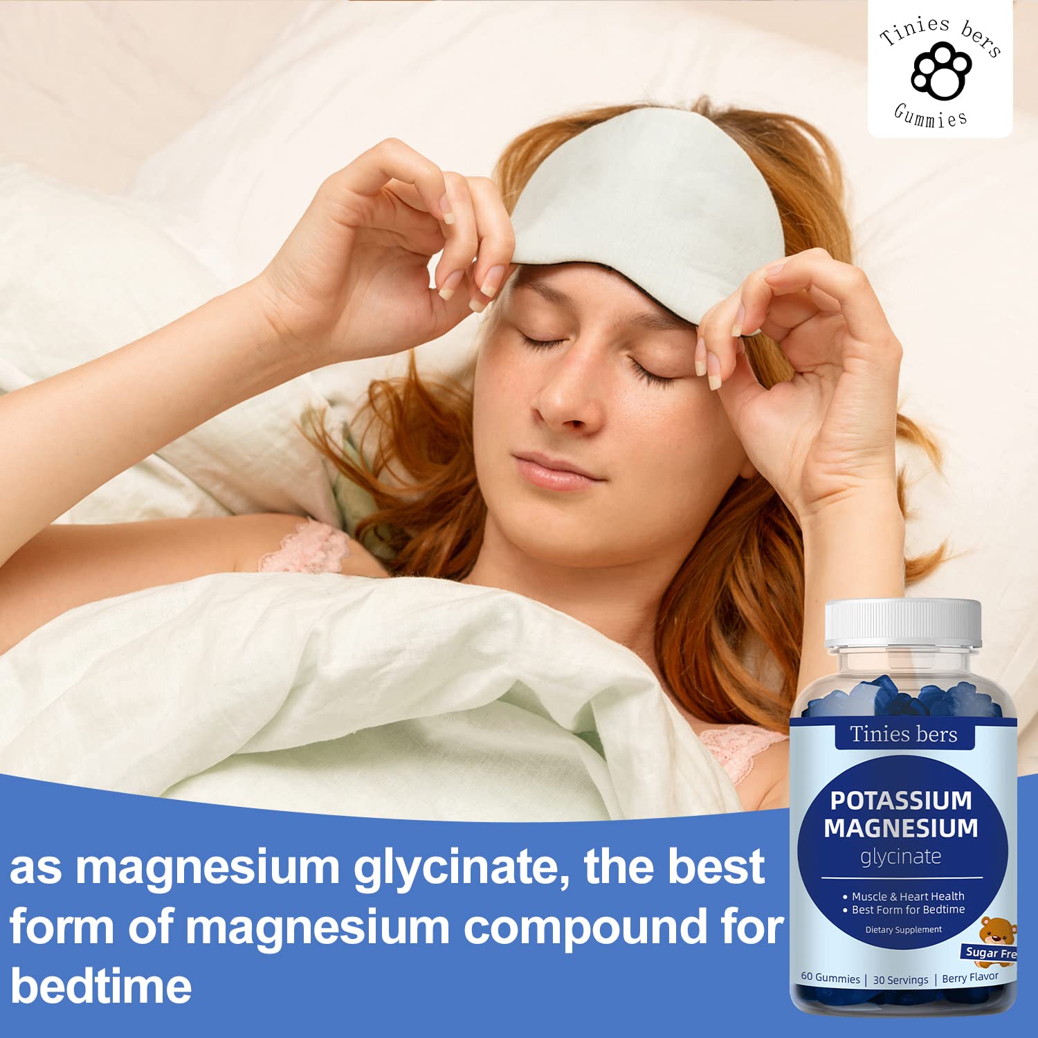 Tinies Bers Potassium Magnesium Gummies packaging highlights lab-tested quality and GMP compliance
