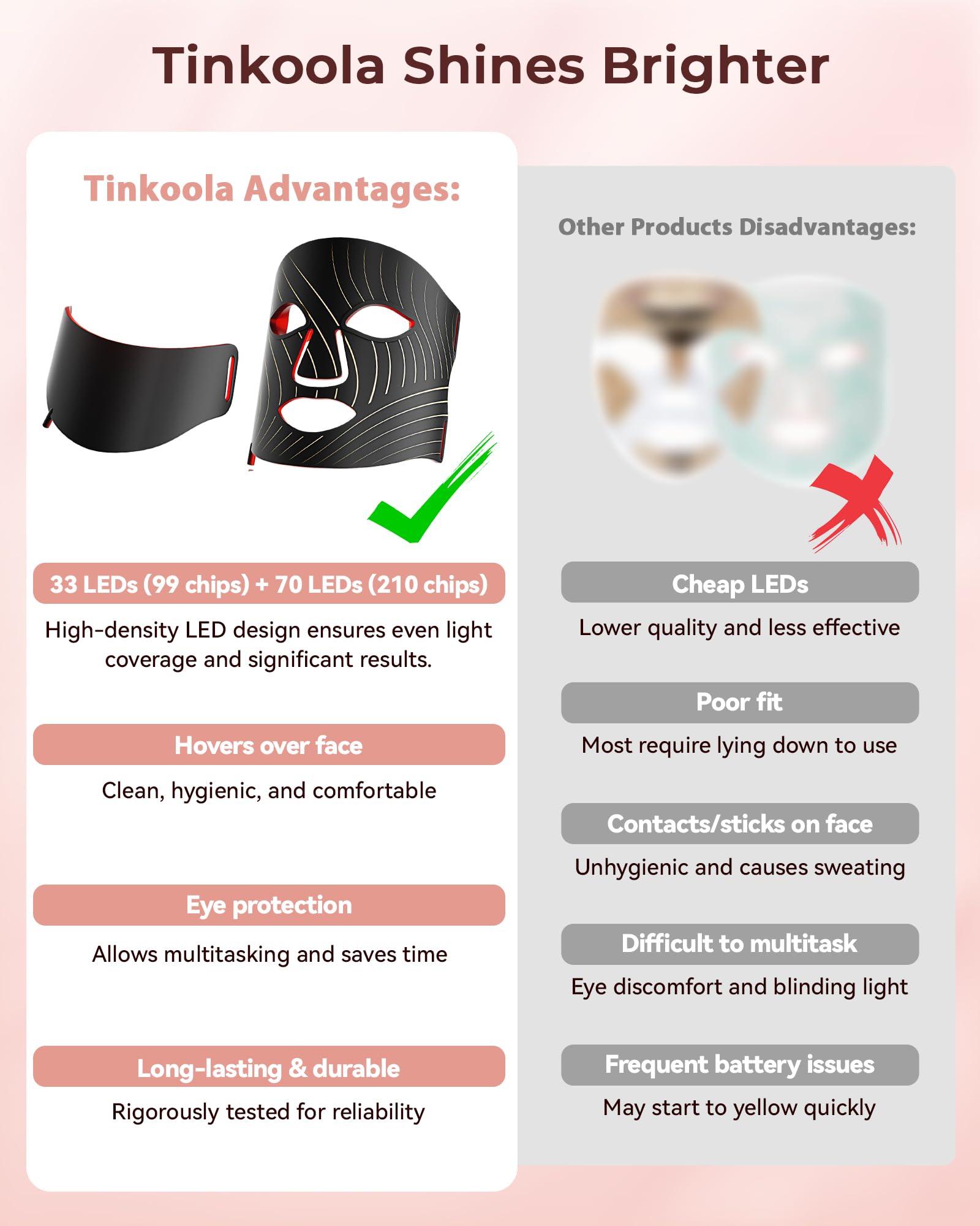Tinkoola adjustable straps and eye cushions support strain-free treatments