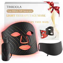 Tinkoola red-light face mask close-up with LED panel for skin rejuvenation