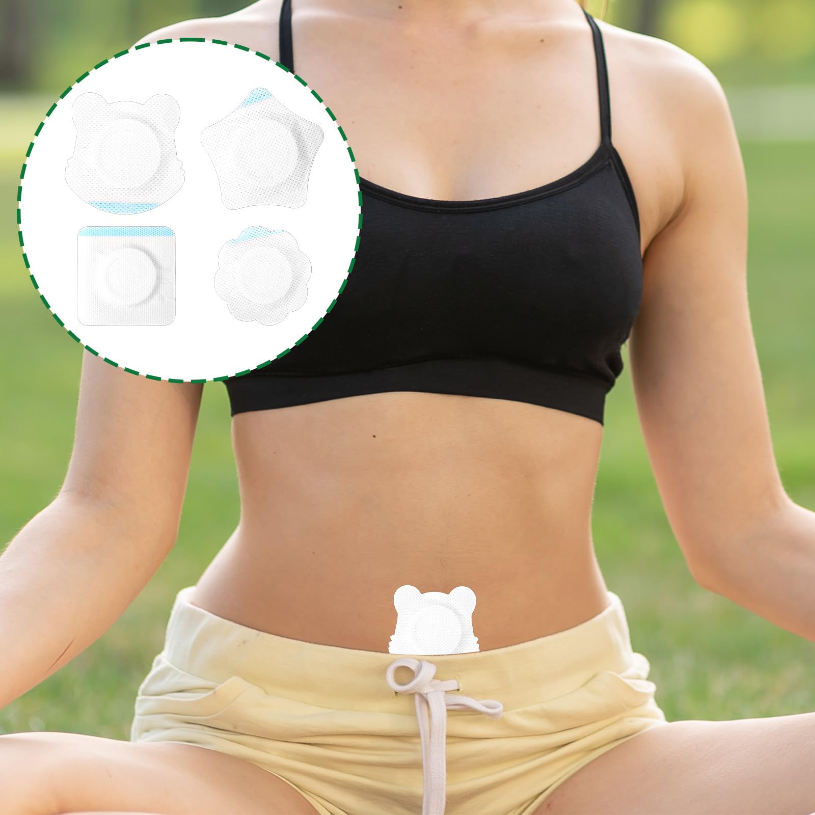 Tinoaly castor oil patch square shape for versatile belly use.