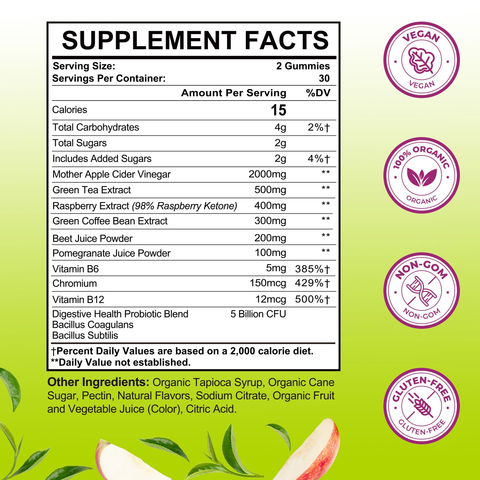 Tisestence chromium and green coffee bean components aid metabolism.