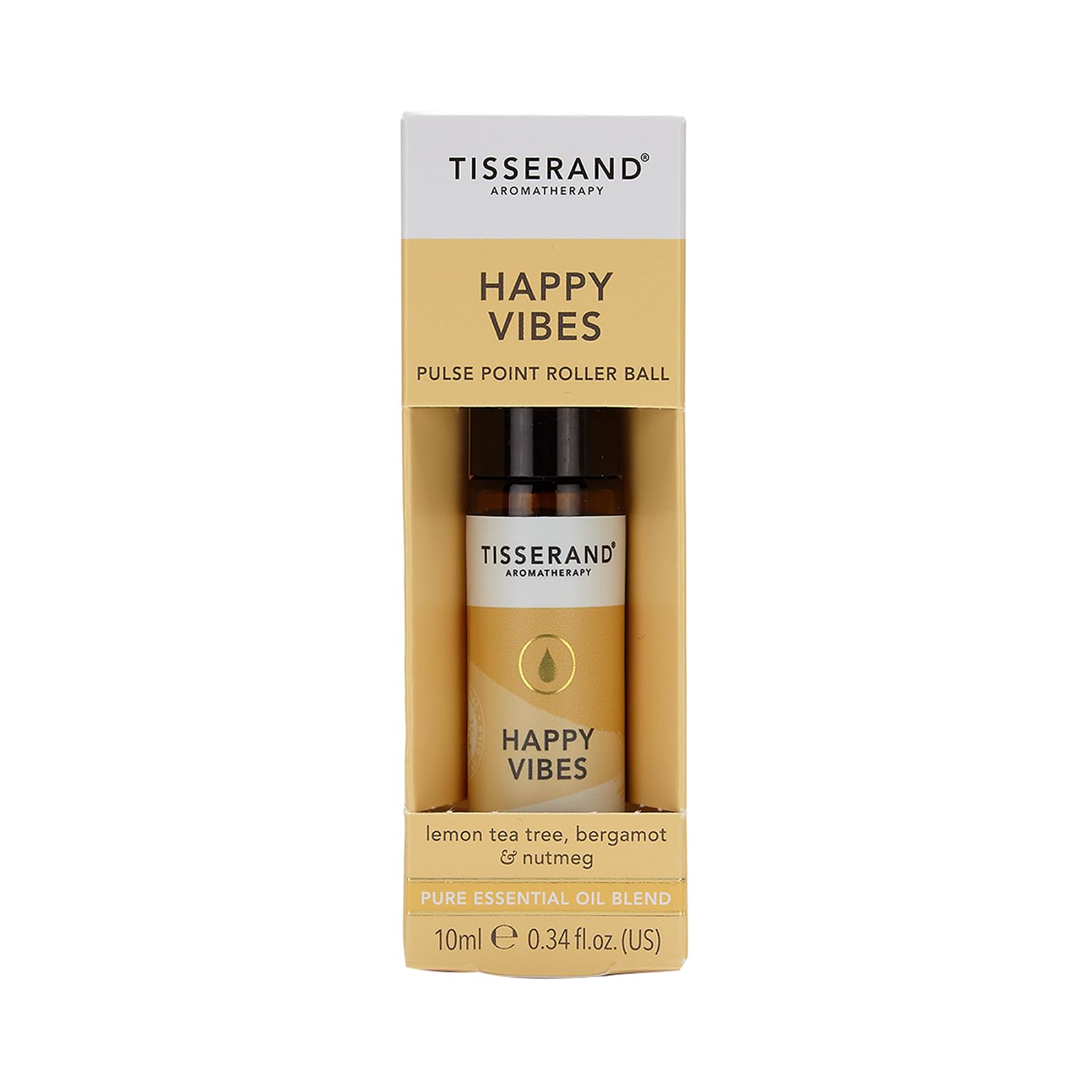 Tisserand Happy Vibes roller ball packaging box
