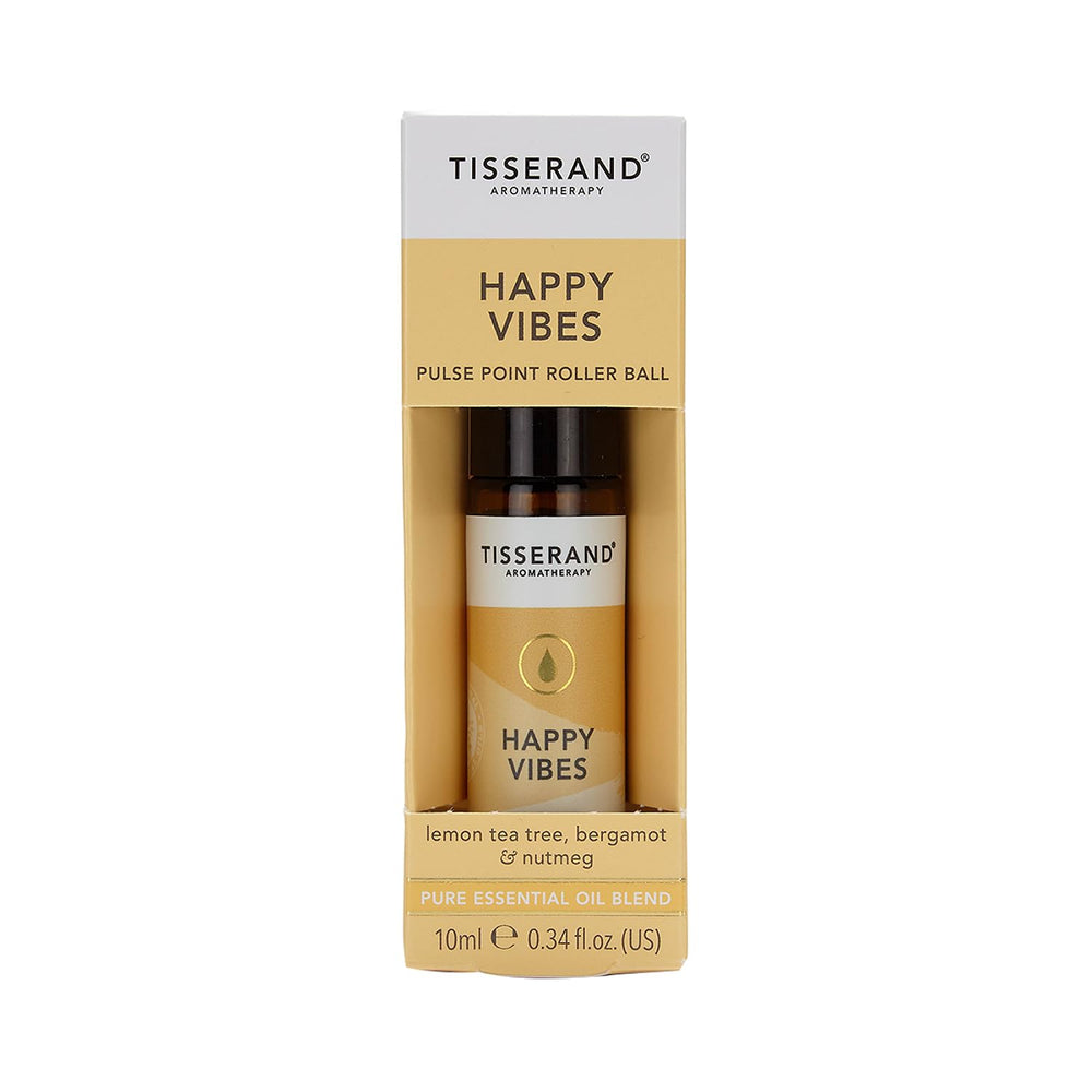 Tisserand Happy Vibes roller ball packaging box
