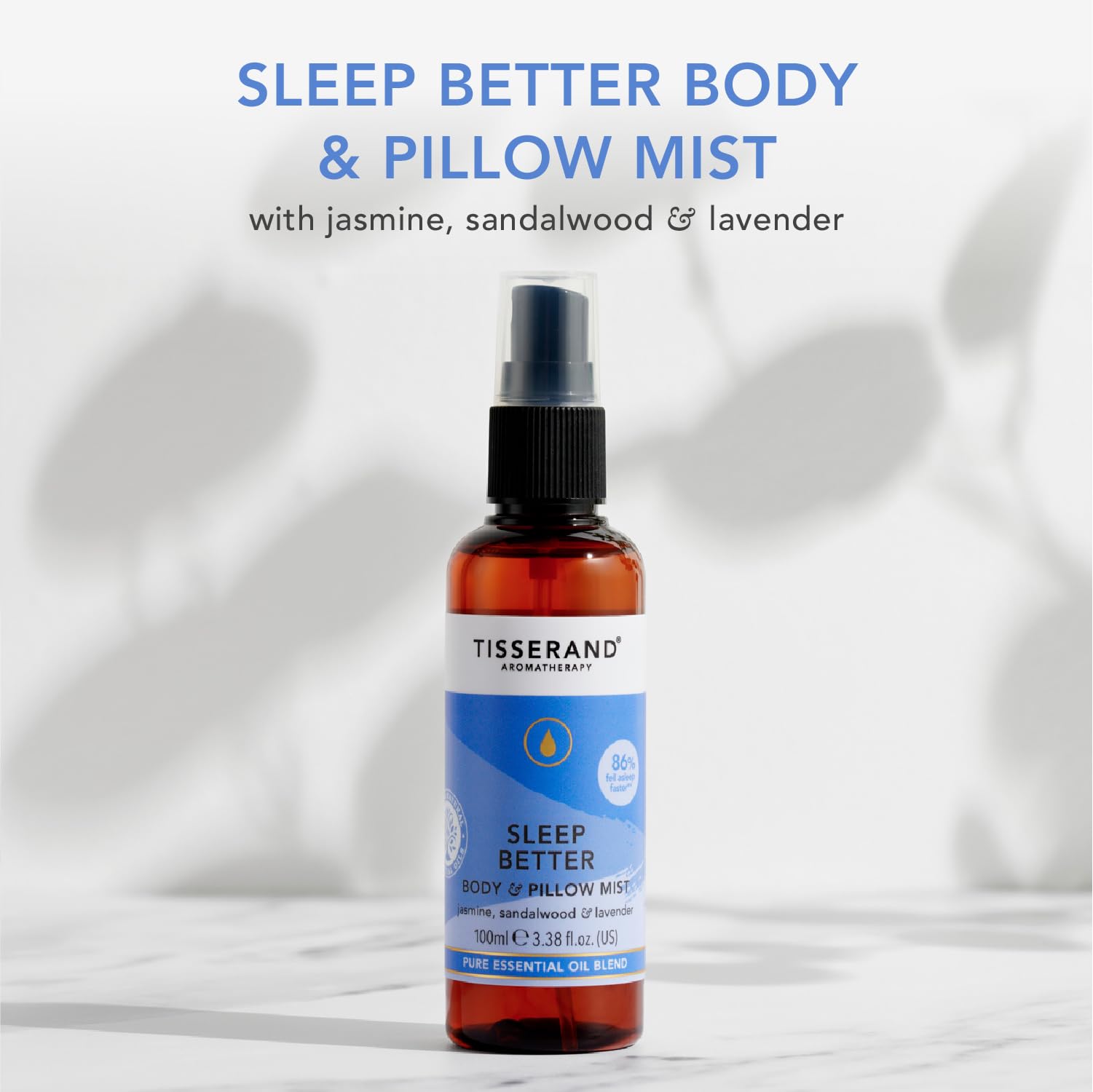 Tisserand Sleep Pillow Mist on bedlinen creates a soothing atmosphere for drifting off.